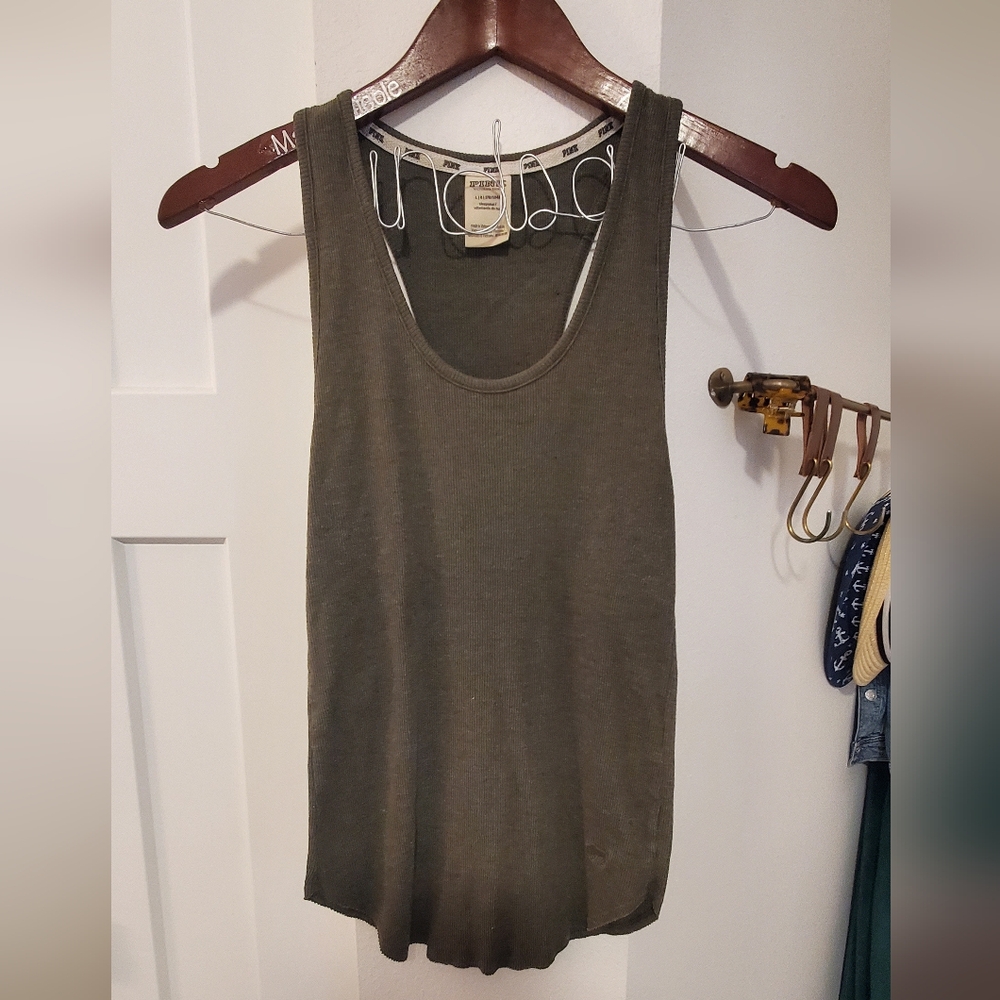 Olive green PINK tank